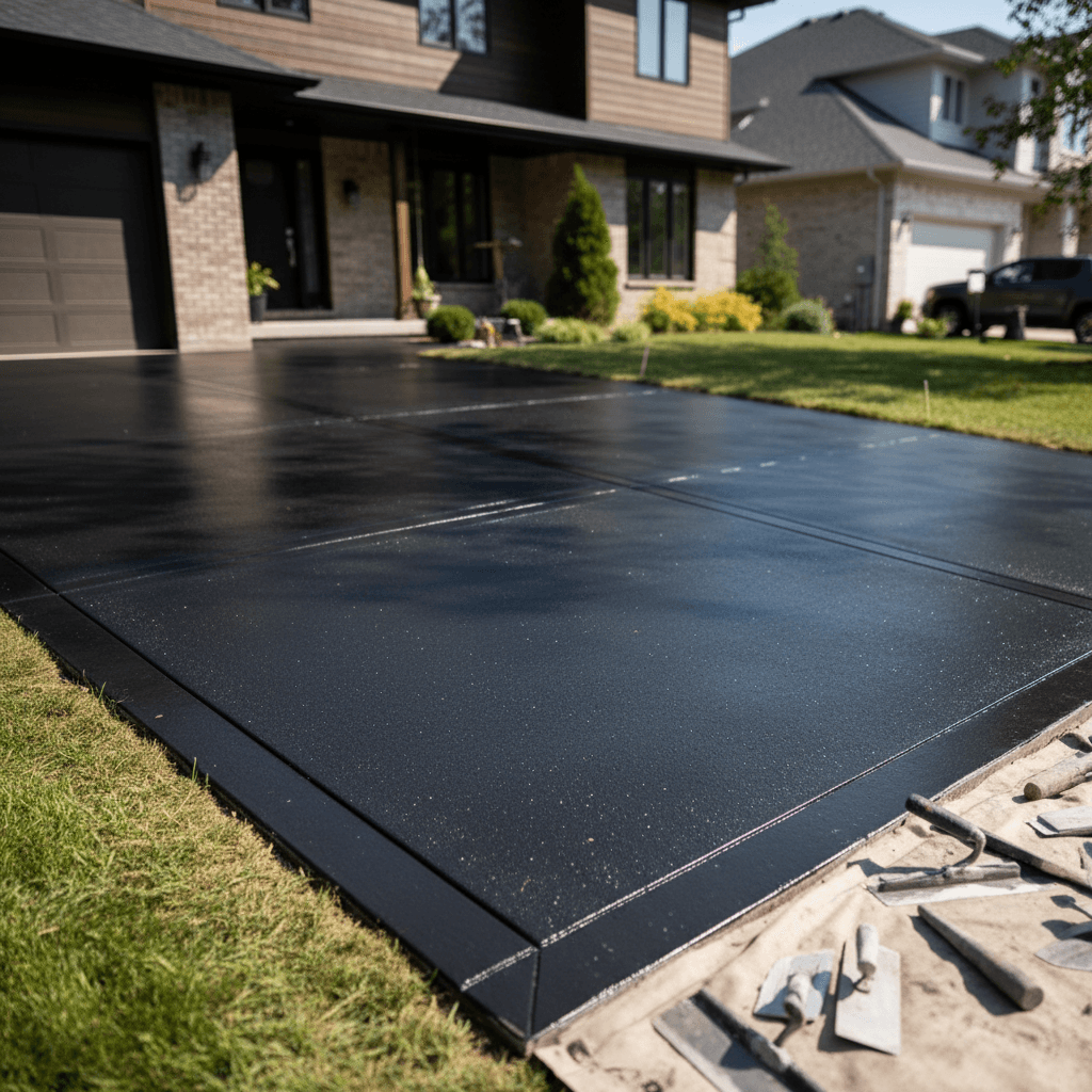 Finished residential concrete driveway