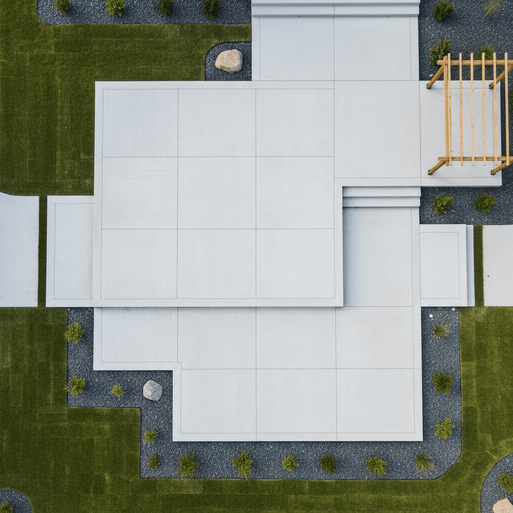 Overhead view of completed concrete slab showing scale and precision